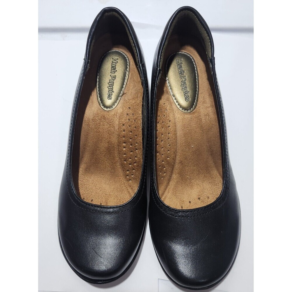 EUC Hush Puppies Womens Size 6.5M Burlesque Zero G Black Leather Loafers